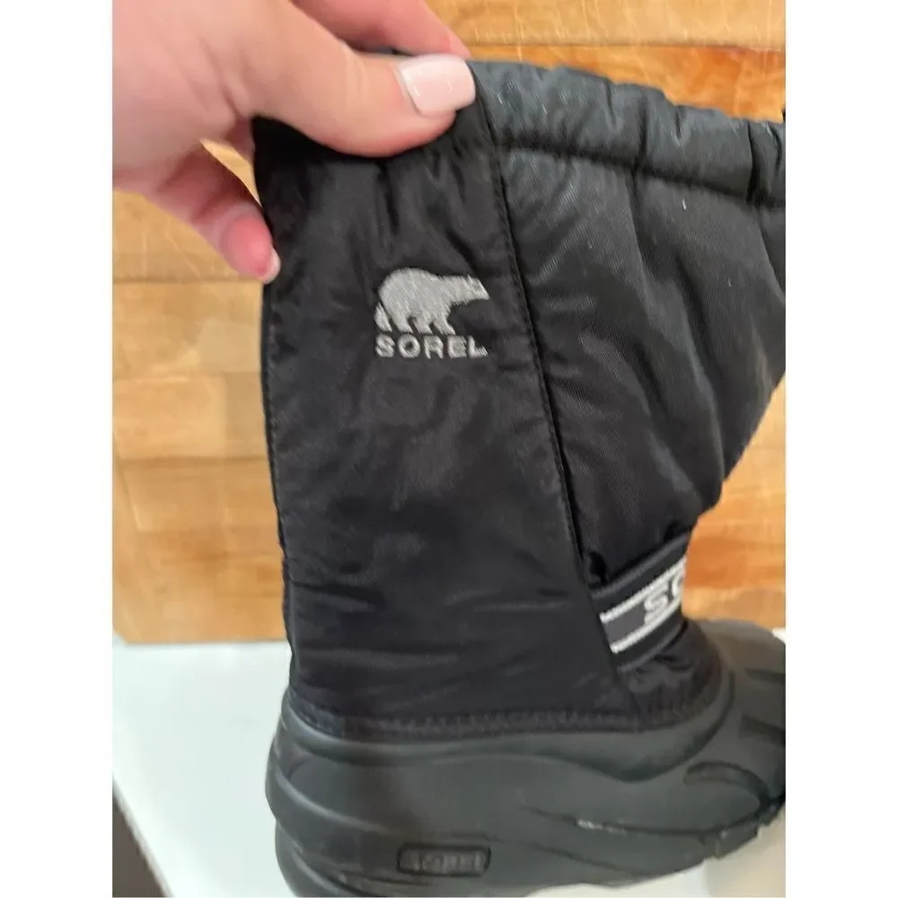 Sorel Youth Unisex Cub Black Insulated Winter Boot Sz 3 Snow